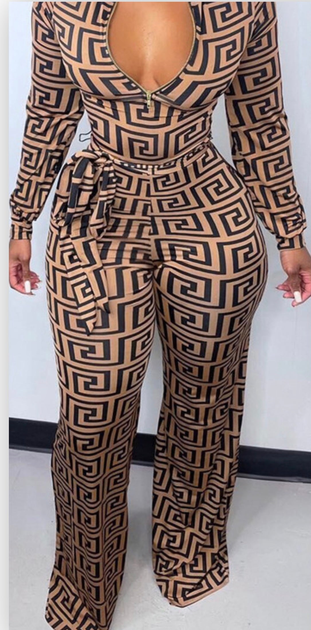 Geometric Print Jumpsuit w/ Long Sleeve’s