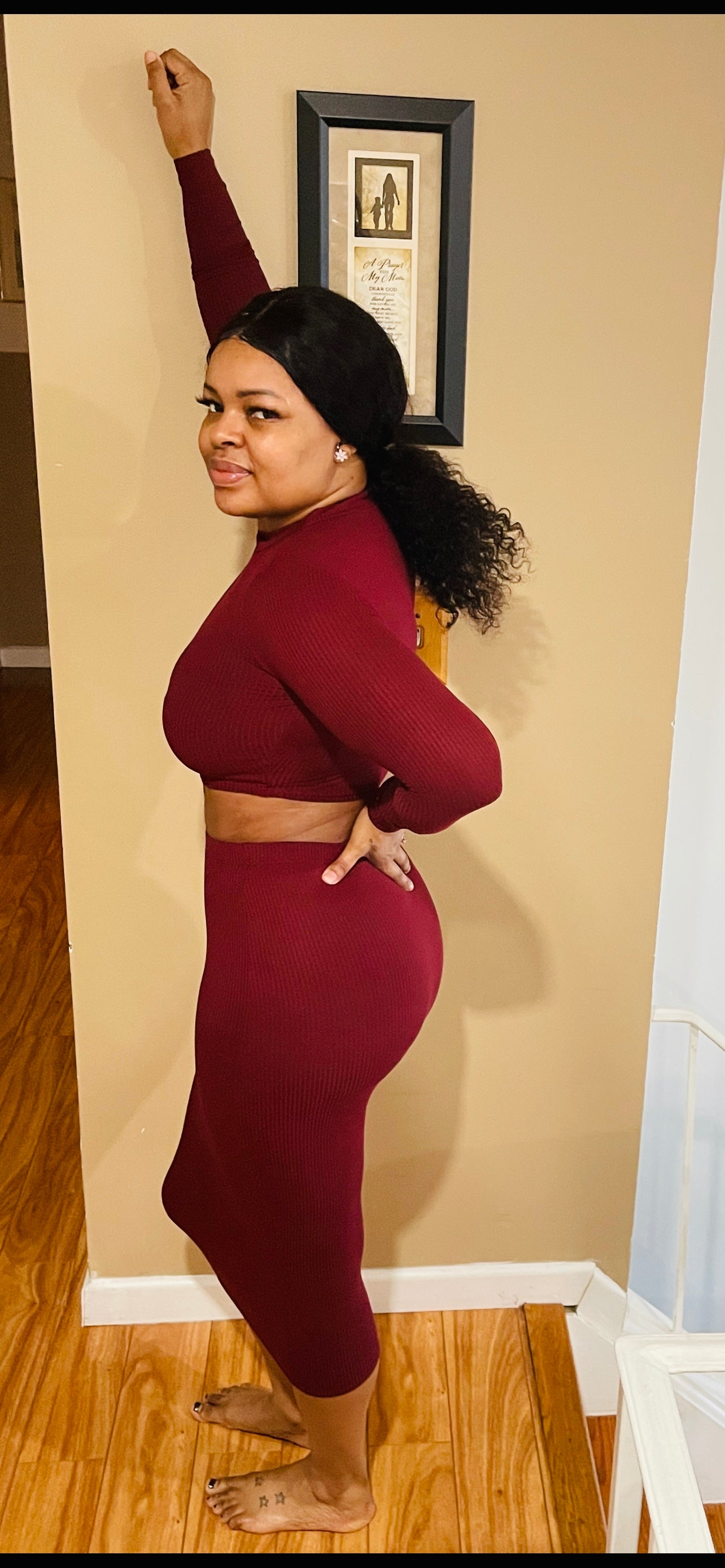 2 Piece Burgundy Skirt Set