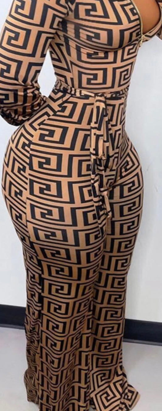 Geometric Print Jumpsuit w/ Long Sleeve’s