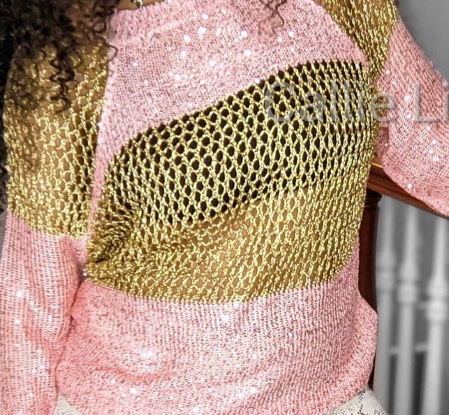 Pink Sequin gold knitted sweater